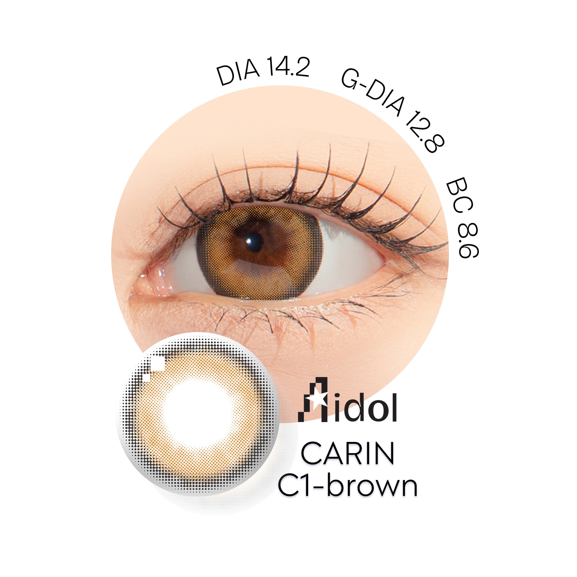 【ワンデー1箱10枚】Aidol C1-brown.1day (ブラウン) ±0.00