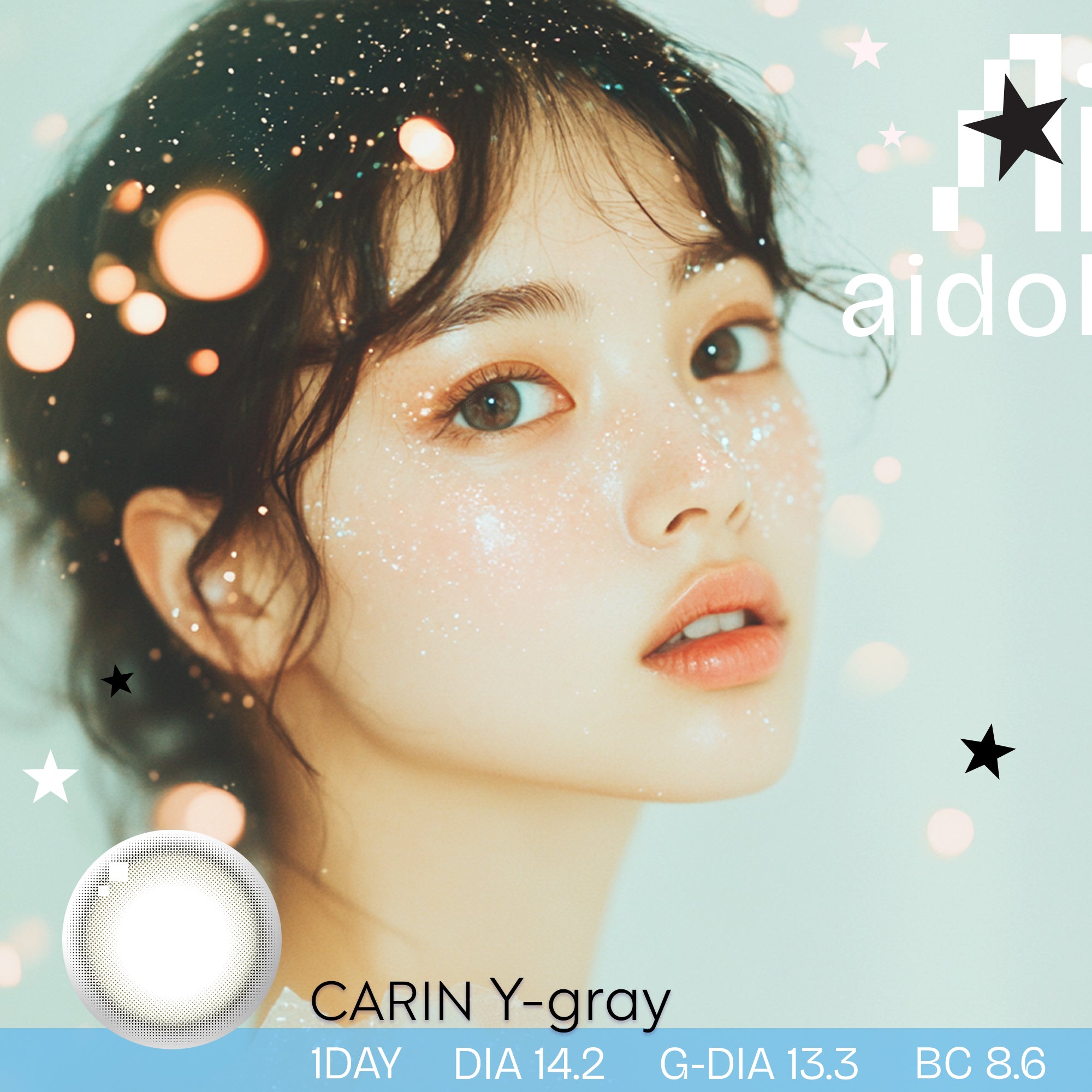 【ワンデー1箱10枚】Aidol Y-gray.1day (グレー) ±0.00