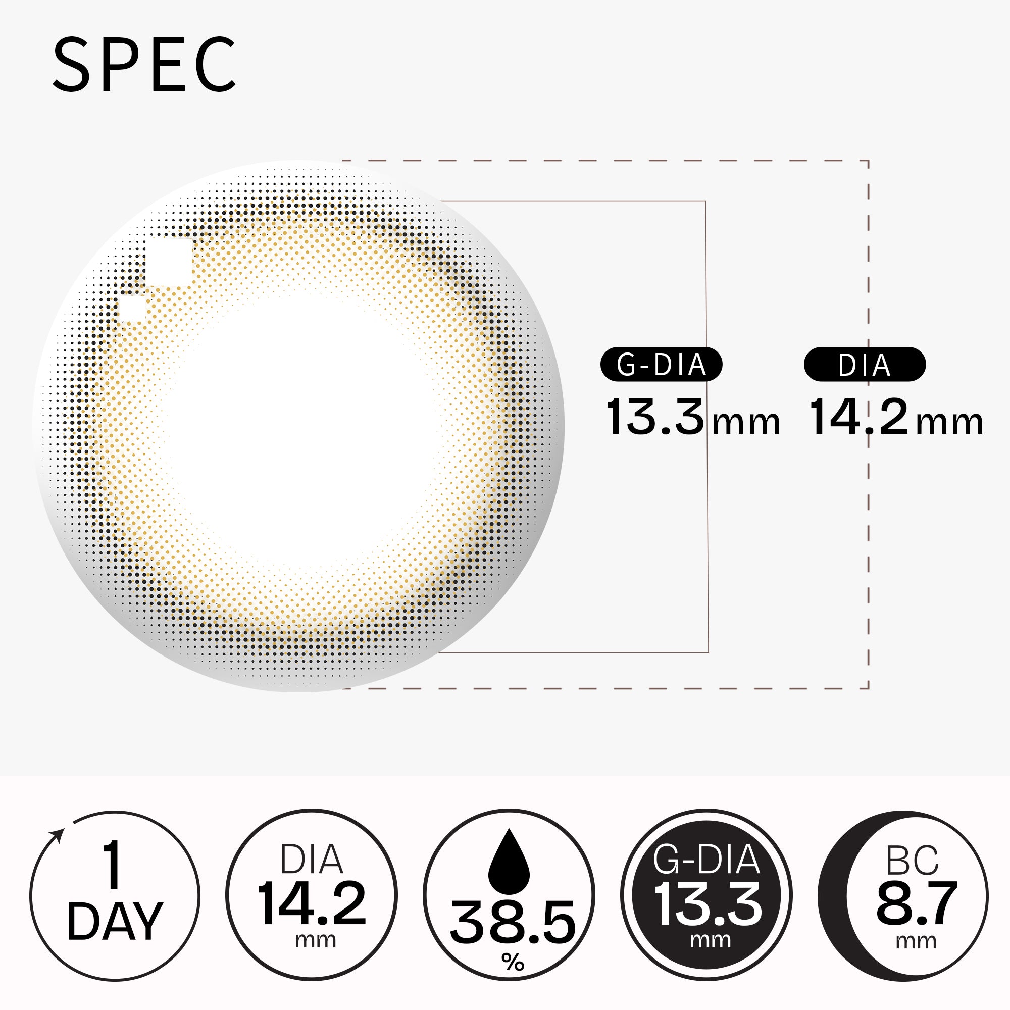 【ワンデー1箱10枚】Aidol Y-light brown.1day (ライトブラウン) ±0.00